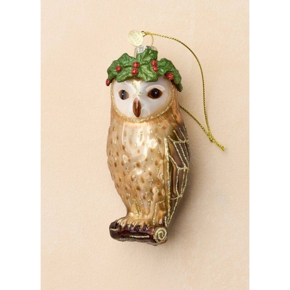 John Derian For Target  Owl With Laurel Glass Ornament 2025 - New In Box - Picture 8 of 9